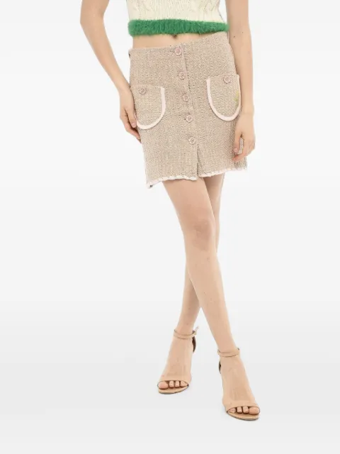 CORMIO Chiara ornamental-button cotton mini skirt Neutrals CHIARACOBB
