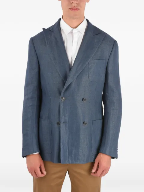 Corneliani double-breasted peak-lapel blazer Blue 83XY799118276