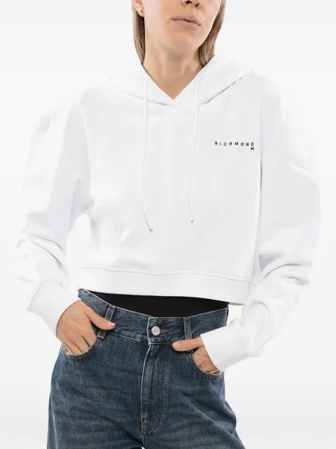 John Richmond logo-print cropped hoodie White UWP24005
