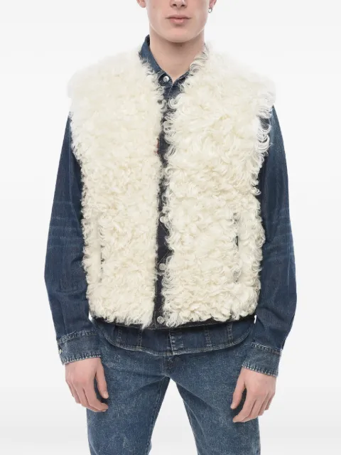 DSQUARED2 fur-trimmed denim jacket Neutrals S71FB0458S30309