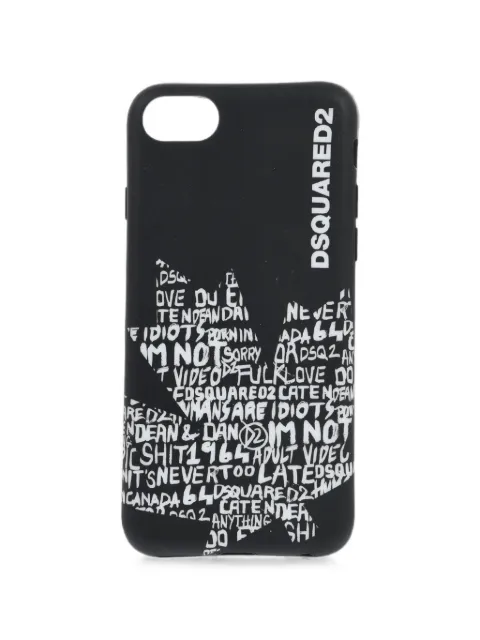 DSQUARED2 leaf-print logo-detail iPhone 8 Plus case Black ITM004455000001