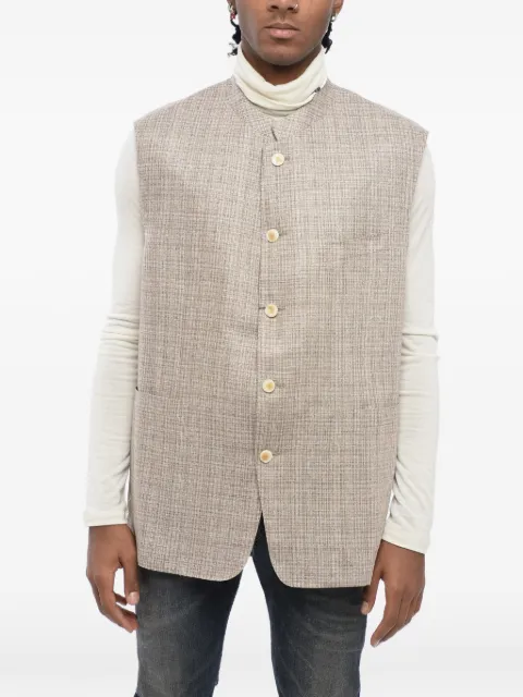 Corneliani Mandarin-collar silk waistcoat Neutrals 8562870116212033