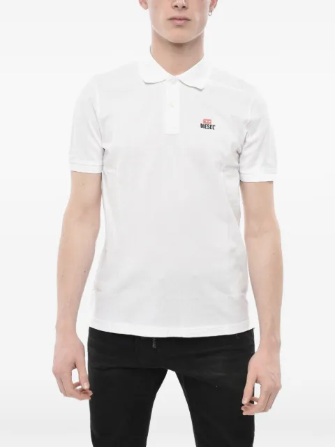 Diesel logo-print piqué-textured polo shirt White A12477RBAWH