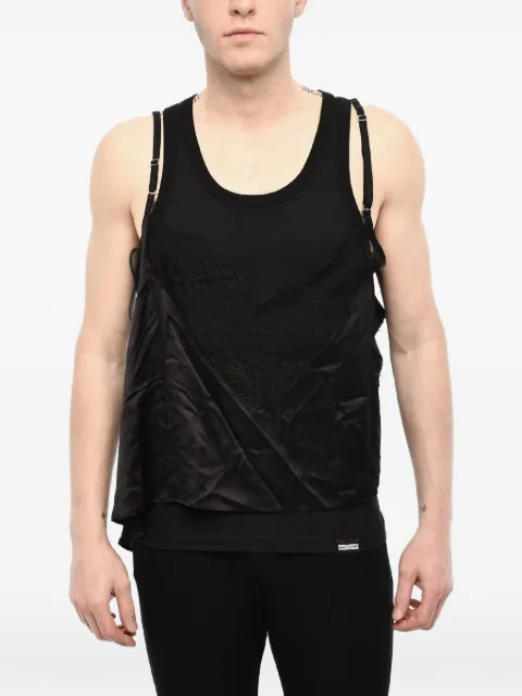 DSQUARED2 lace-trimmed layered tank top Black D9D304960ISA01