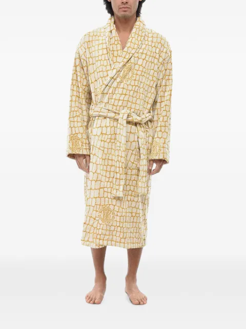 Roberto Cavalli crocodile-effect belted bath robe Neutrals COCCOGOLDSC001