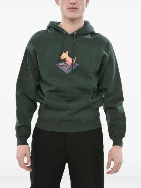 POLAR SKATE CO graphic-print cotton hoodie Green PSCF2357DARKGREEN