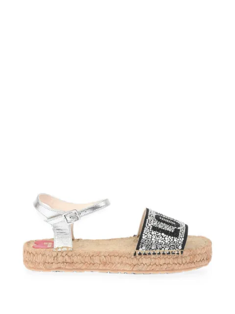 Moschino rhinestone logo-embellished sandals Black JA16053G0CJB