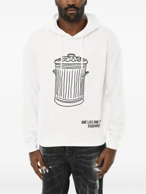 DSQUARED2 trash-print hoodie White S78GU0075S25591