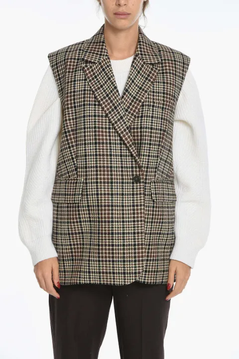 HERSKIND houndstooth double-breasted waistcoat Brown 45328770CHECKS