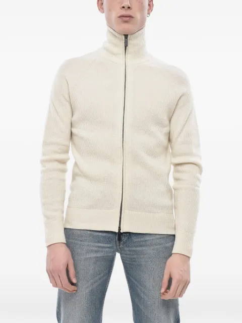 Paolo Pecora ribbed-knit zip-fastening cardigan Neutrals 24IC1M0A060F0021102