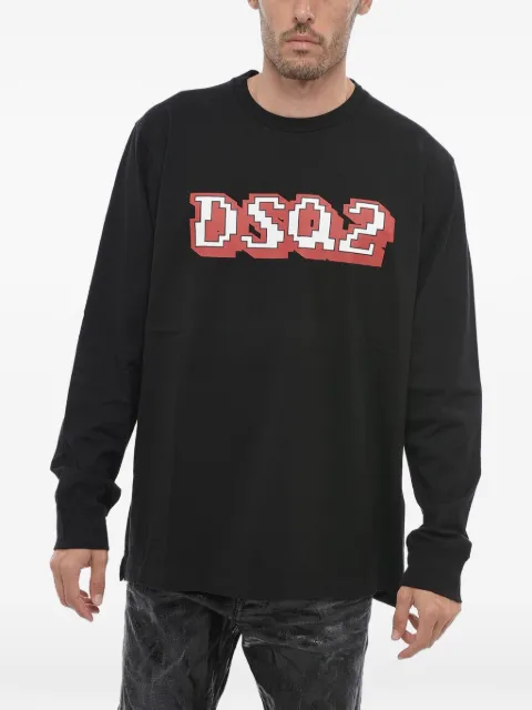 DSQUARED2 logo-print long-sleeve cotton T-shirt Black S74GD1180S24581