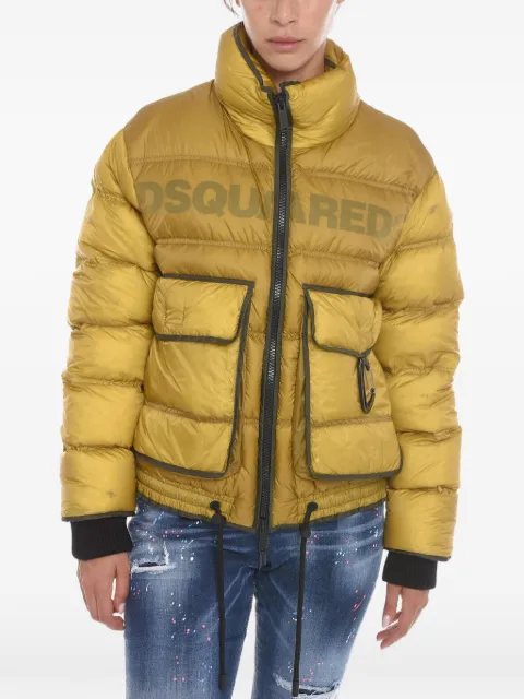 DSQUARED2 logo-print quilted jacket Yellow S72AM0966S6032