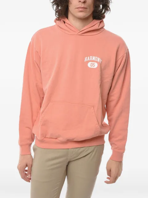 Harmony Paris logo-print brushed-cotton hoodie Pink BCO051HSW062COK
