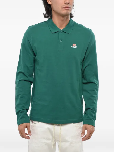 Diesel logo-print long-sleeve polo shirt Green A15413RBAWH