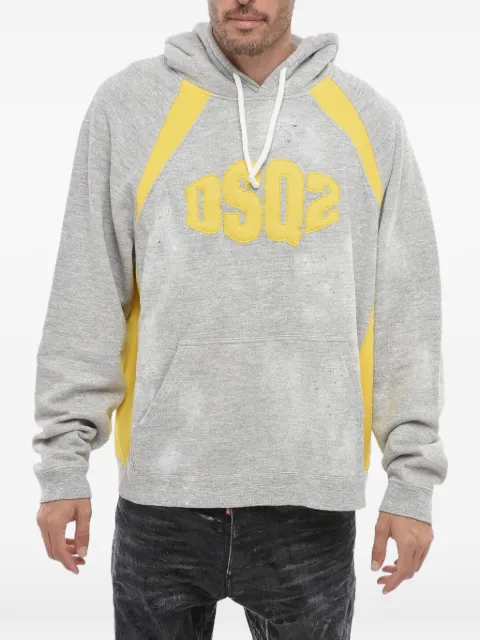 DSQUARED2 logo-embroidered distressed hoodie Grey S74GU0709S25061