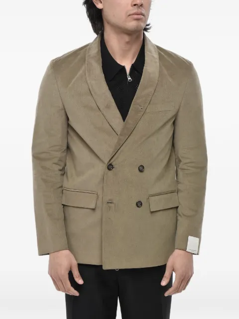 Paolo Pecora double-breasted shawl-lapel blazer Brown 24IC1M0L03101631193