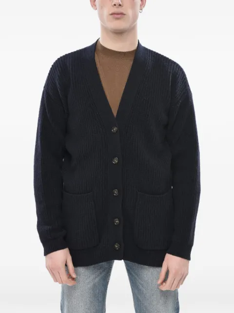 Paolo Pecora ribbed-knit V-neck cardigan Blue 24IC1M0A079F0046728