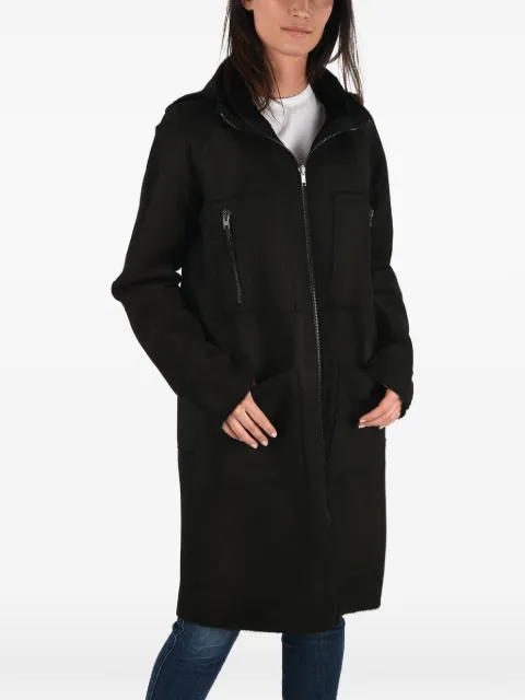 Diesel hooded zip-up leather coat Black 00S2CABGDGR900