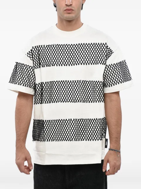 MSGM mesh-panelled striped T-shirt White 3440MM10323709702B