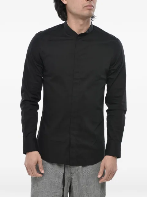 Paolo Pecora mandarin-collar hidden-fastening shirt Black 24IC1M0G06162119000