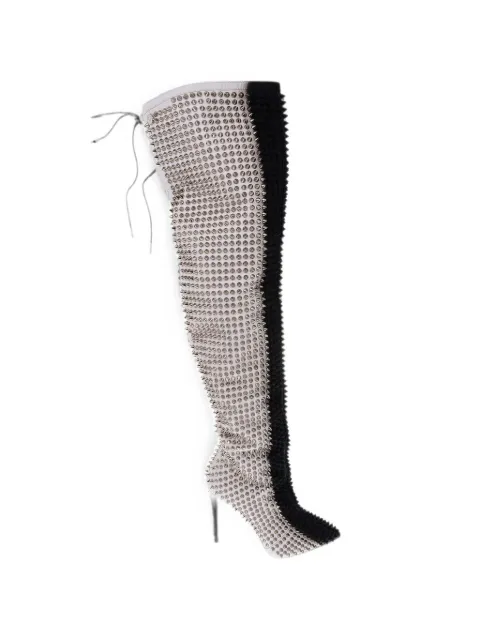 Philipp Plein studded lace-up over-the-knee boots White P18SWSE0146PLE075N01