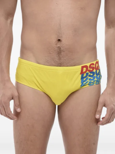 DSQUARED2 logo-print elasticated swim briefs Yellow D7B2E4400ISA01