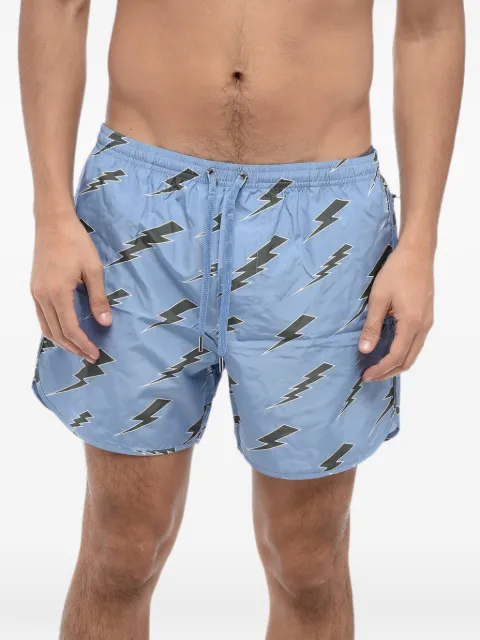 Neil Barrett Fair Isle-print swim shorts Blue MY58005AY069