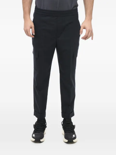 Neil Barrett elasticated-waist turned-up hem trousers Blue PBPA074HU008415