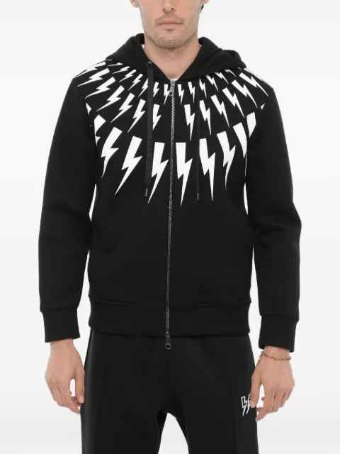 Neil Barrett Fairisle Thunderbolt hoodie Black NBV7JS187AV515S