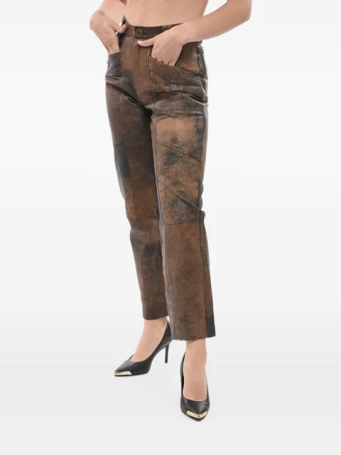 BAIA textured leather trousers Brown PANTALONELEBR