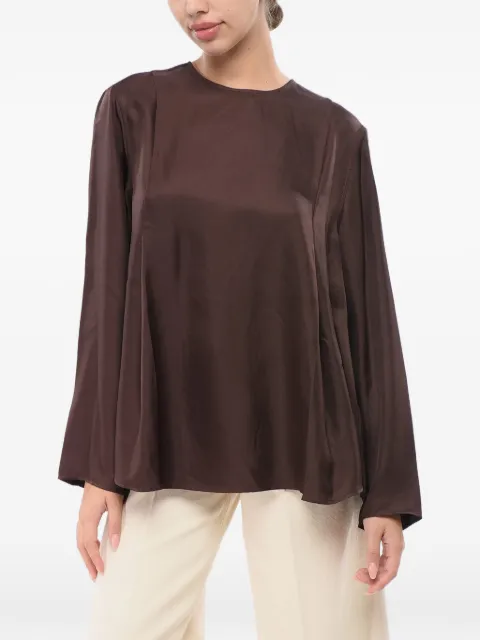 LouLou de Saison Adalyn silk-twill blouse Brown ADALYNA0003