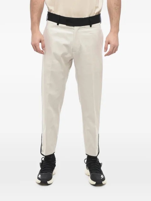 Neil Barrett Tom contrast-waistband cropped trousers Neutrals PBPA088U014C646