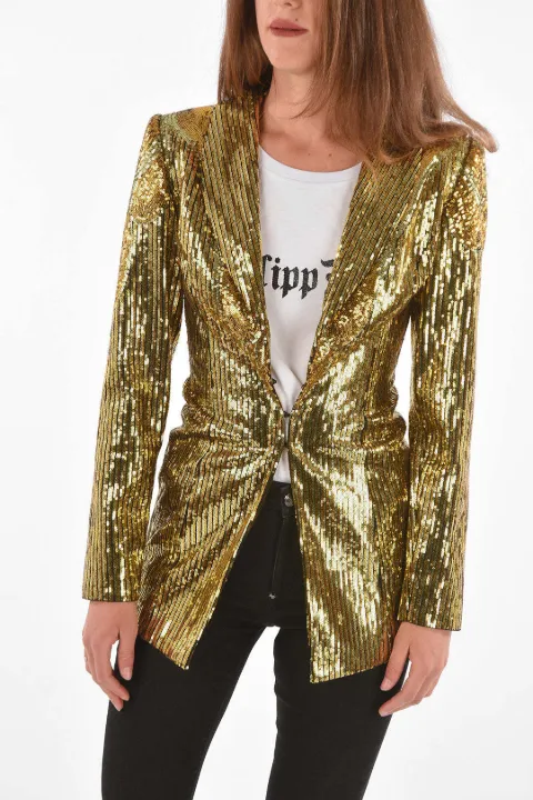 Philipp Plein sequin-embellished jacket Gold S19CWRF0223PTE003N