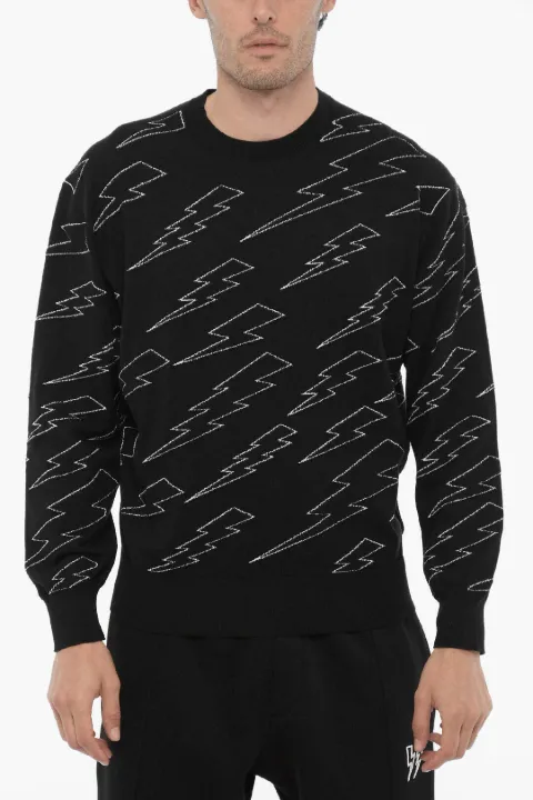 Neil Barrett thunderbolt-embroidered sweater Black NBV7MA096AV601031