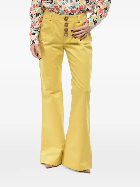 Inès De La Fressange patch-pocket bootcut trousers Yellow 12P207CO977P440
