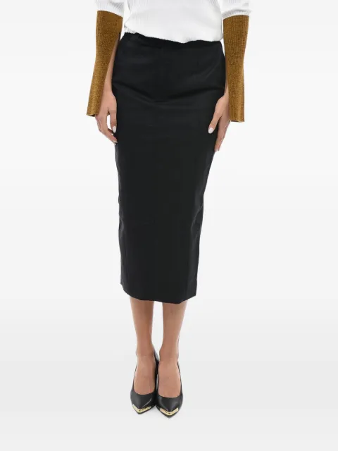 ANOUKI rear-slit pencil midi skirt Black APF22N21