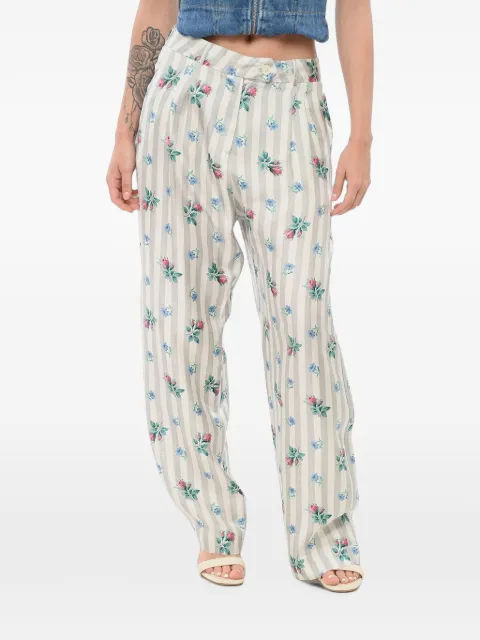 Pierre-Louis Mascia floral-print striped trousers Grey 12108SI135260