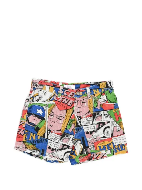 ERL printed denim shorts Blue ERL06P102COMIC