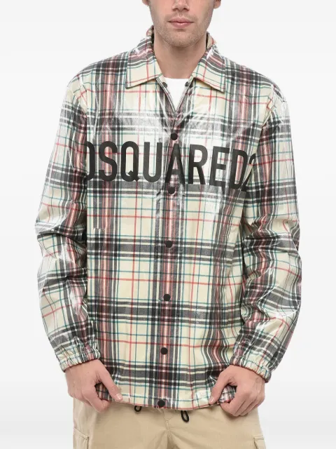 DSQUARED2 check-pattern coated overshirt Neutrals S74AM1446S78118