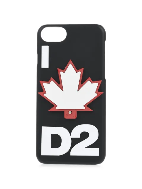 DSQUARED2 maple-leaf embossed-logo iPhone 8 Plus case Black ITM000355000001