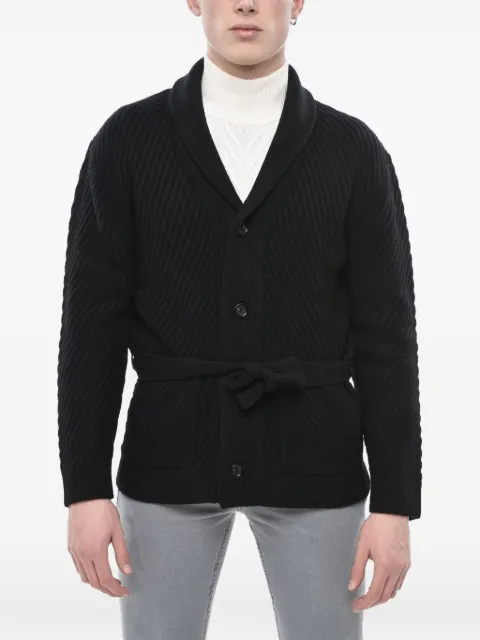 Paolo Pecora belted ribbed-knit cardigan Black 24IC1M0A044F0029000