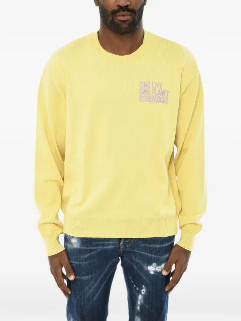 DSQUARED2 logo-embroidered crew-neck sweater Yellow S78HA0043S18258