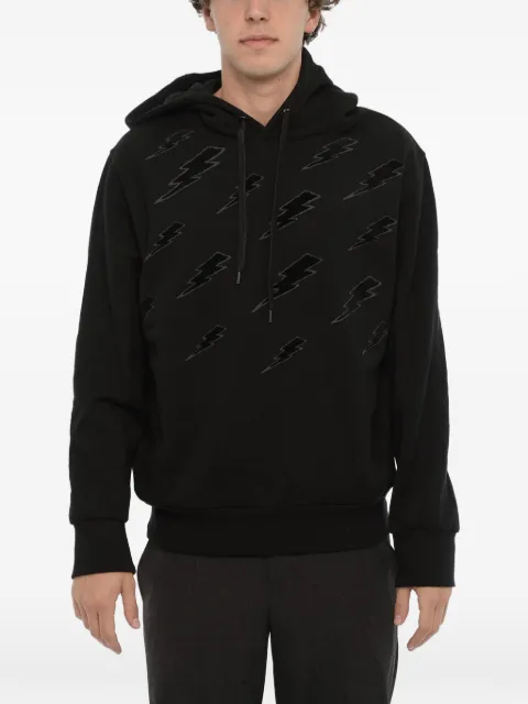 Neil Barrett Thunderbolt embroidered hoodie Black NBV7JS224AV519S059