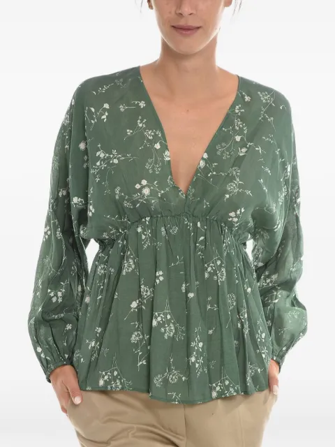 SAMSOE SAMSOE floral-print puff-sleeve blouse Green F222001230