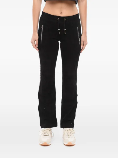 Philipp Plein crystal-embellished suede trousers Black F18CWLT0019PLE002N02