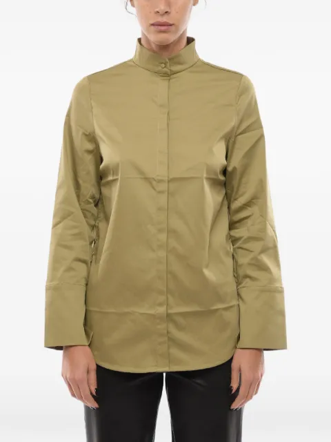 Notes du Nord hidden-placket side-slit cotton shirt Green 126960424ITALIANOLIVE