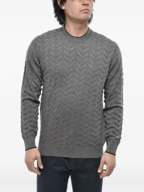 Paolo Pecora chevron-pattern crew-neck sweater Grey 24IC1M0A031F0018994