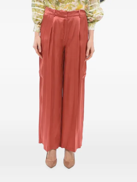 LouLou de Saison pleated satin tailored trousers Orange CARMELVICH