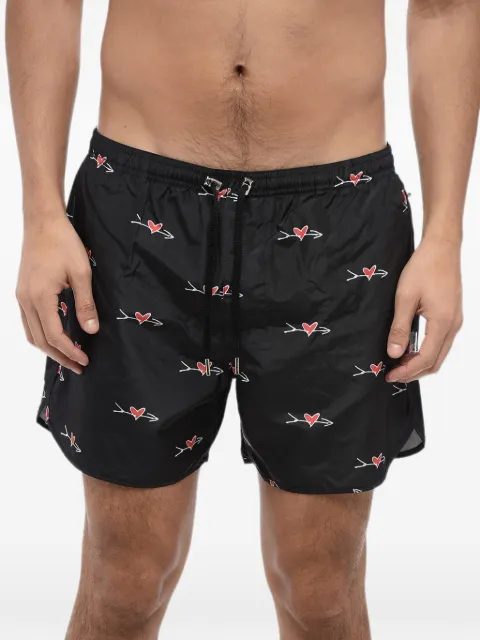 Neil Barrett Cupid-print drawstring swim shorts Black MY58036AY061
