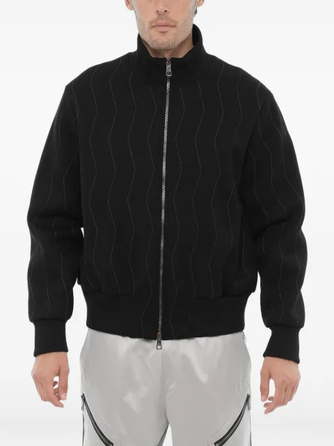 Neil Barrett embroidered zip-up sweatshirt Black NBV7JS217AV513C057